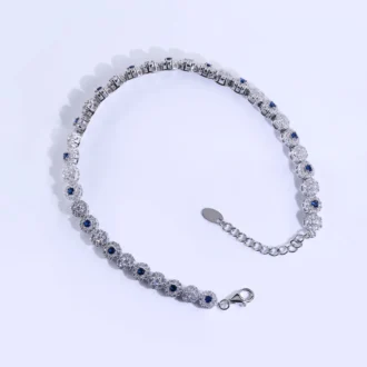 צמיד טניס כסף עם אבני סברובסקי, מושלם עבור סיטונאות תכשיטי כסף.