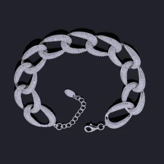 צמיד כסף יוקרתי בעיצוב קישורים, מתאים לסיטונאות תכשיטים איכותיים.