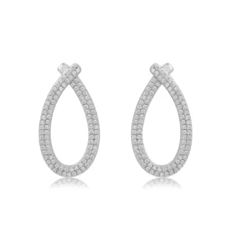 עגילים צמודים מכסף עם עיצוב טיפה ונצנצים, מתאימים לסיטונאות תכשיטים.