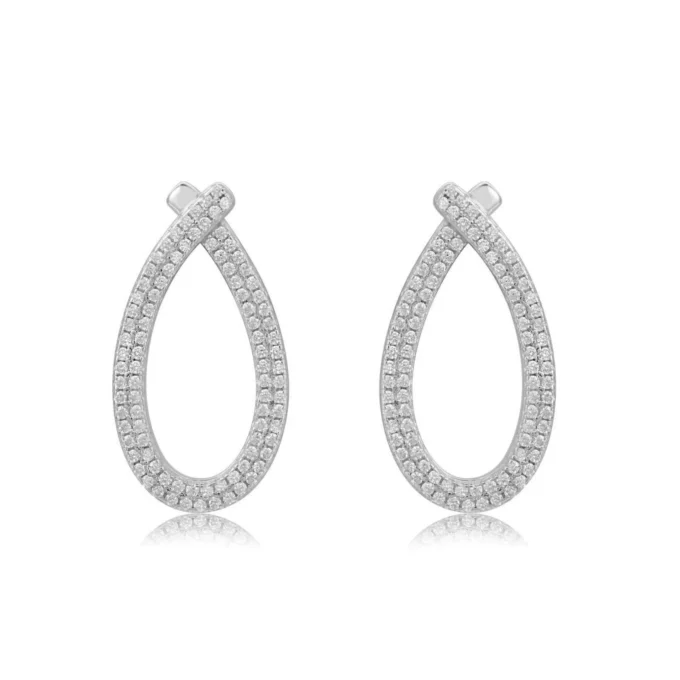 עגילים צמודים מכסף עם עיצוב טיפה ונצנצים, מתאימים לסיטונאות תכשיטים.