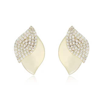 עגילים צמודים כסף בעיצוב עלים, משובצים באבני חן, מושלמים לתכשיטים בסיטונאות.