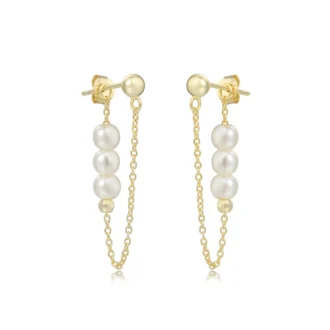 עגילים צמודים עם פנינים, בעיצוב עדין, מתאימים לסיטונאות תכשיטי כסף.