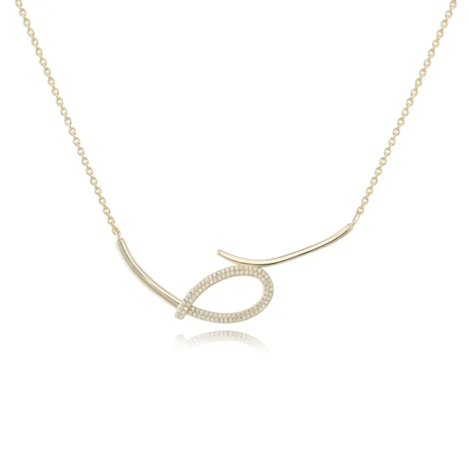 שרשרת עדינה עם תליון מעוגל, מעוטרת באבני זירקון, מתאימה לתכשיטים בסיטונאות.