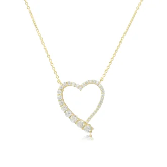 שרשרת עם תליון בצורת לב, מעוטרת באבני חן נוצצות, מתאימה לתכשיטים בסיטונאות.